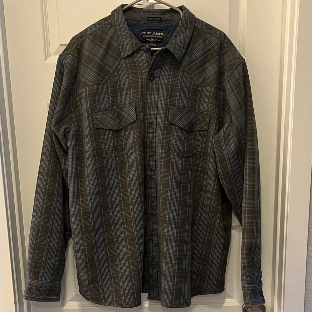 Duluth fleece lined Plaid Button-Up Shirt jacket xl